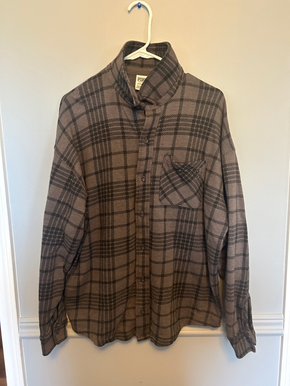 PINK Victoria's Secret Brown and Black Plaid Button-Down Shirt